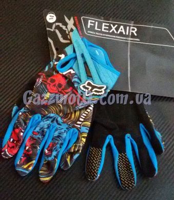 Перчатки Fox Flexair M, L, XL (синие с черепом)